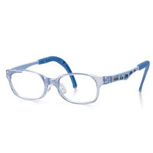 Load image into Gallery viewer, Kids Wayfarer Frame (TKDC1) - Crystal Blue and Solid Blue Arms with Cars