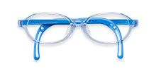 Load image into Gallery viewer, Crystal blue frame front with blue silicone arms and blue ear tips