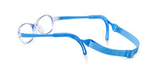 Load image into Gallery viewer, Crystal blue frame front with blue silicone arms and blue ear tips