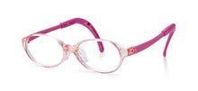 Load image into Gallery viewer, Crystal pink frame front with pink silicone arms and pink ear tips with arms open
