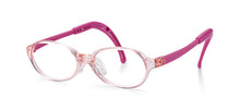 Load image into Gallery viewer, Crystal pink frame front with pink silicone arms and pink ear tips with arms open