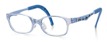 Load image into Gallery viewer, Kids Wayfarer Frame (TKDC1) - Crystal Blue and Solid Blue Arms with Cars