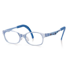 Load image into Gallery viewer, Kids Wayfarer Frame (TKDC1) - Crystal Blue and Solid Blue Arms with Cars
