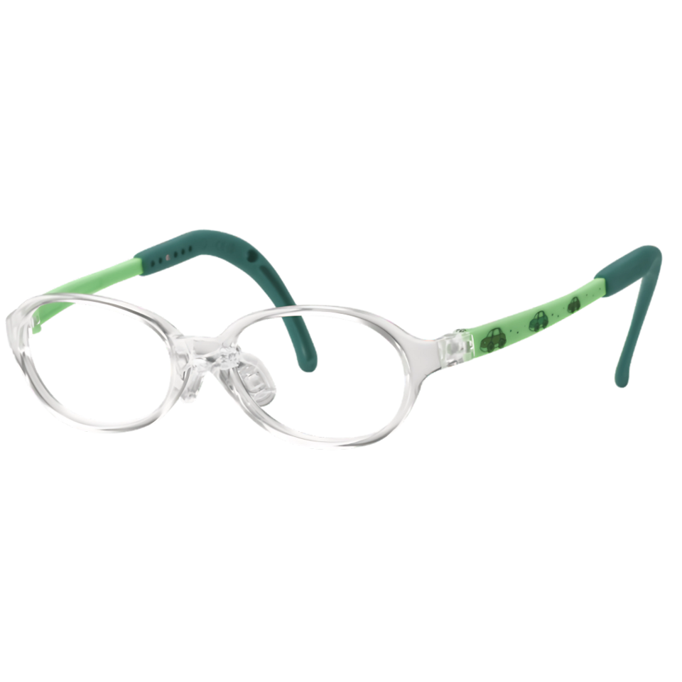 Kids Oval Frame (TKAC2) - Clear with Green Cars