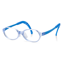 Load image into Gallery viewer, Kids Oval Frame (TKAC37) - Crystal Blue with Blue Silicone Arms
