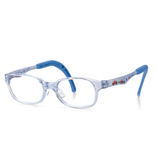 Load image into Gallery viewer, Kids Wayfarer Frame (TKDC2) - Crystal Blue and Crystal Blue Arms with Cars
