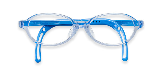 Crystal blue frame front with blue silicone arms and blue ear tips