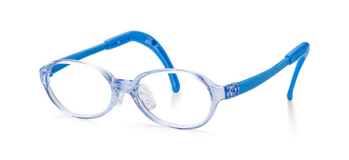 Crystal blue frame front with blue silicone arms and blue ear tips