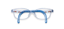 Load image into Gallery viewer, Kids Wayfarer Frame (TKDC2) - Crystal Blue and Crystal Blue Arms with Cars
